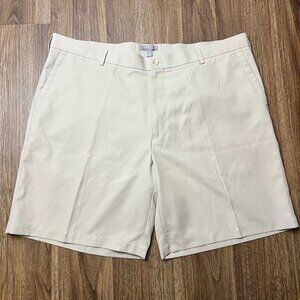 Peter Millar Wicking Performance Golf Shorts 9" Inseam‎ Mens Beige Chino Size 42